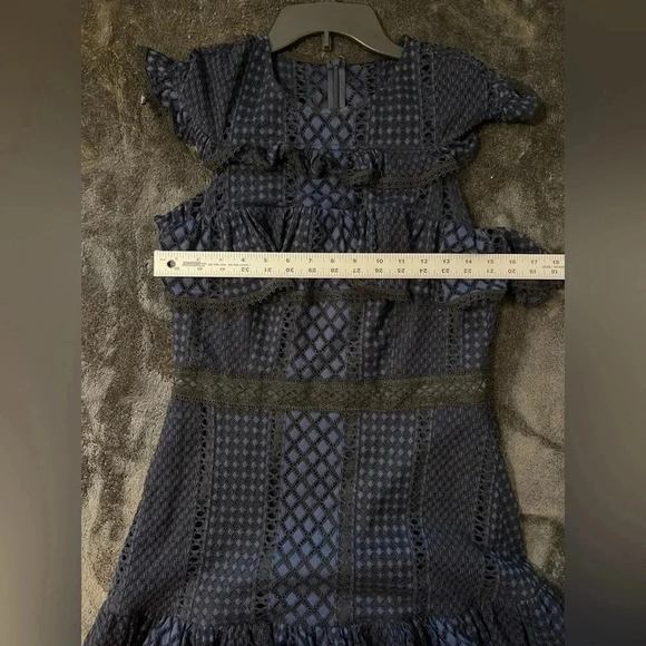 Jay Godfrey Ruffle Lace Dress black and dark blue size 10 excellent condtion - Picture 11 of 14